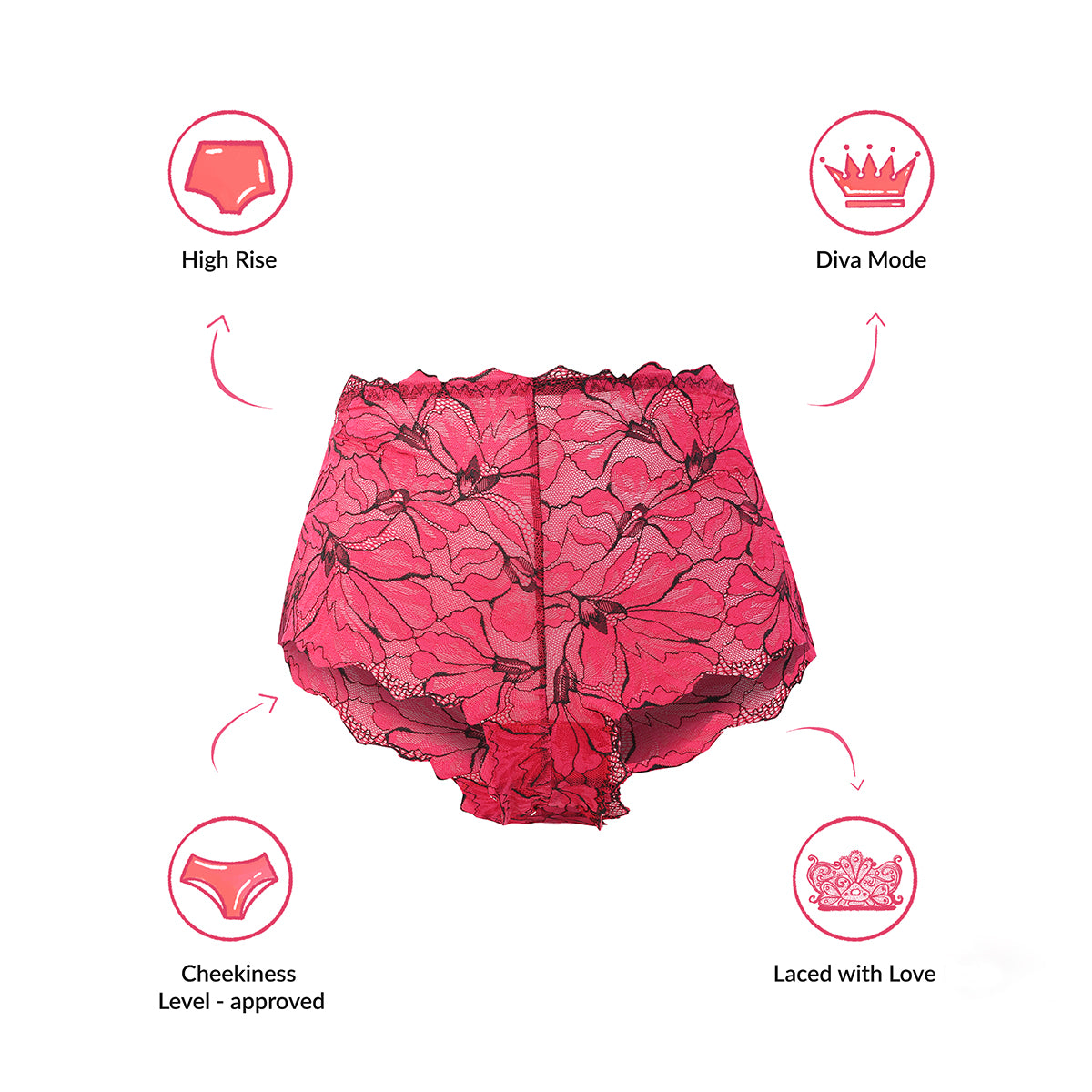 Lola & Mae The Parisian Cut Pack of 1 Cheekster Panty-LMP1012-Red