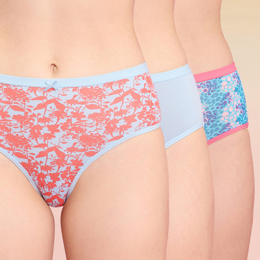 Lola & Mae Pack of 3 C.O.A.T Cotton Printed Hipster Panty-LMP1016-Assortment 5