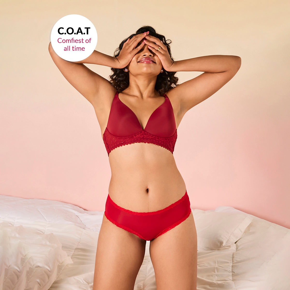 Lola & Mae C.O.A.T Pack of 1 Microfiber Hipster Panty-LMP1030-Cherry