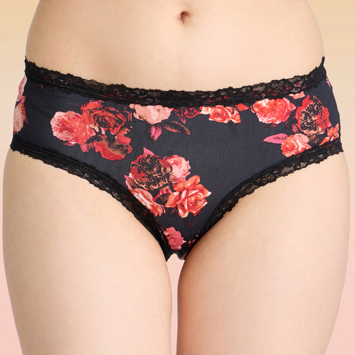 Lola & Mae C.O.A.T Pack of 1 Printed Microfiber Hipster Panty-LMP1030-Rose