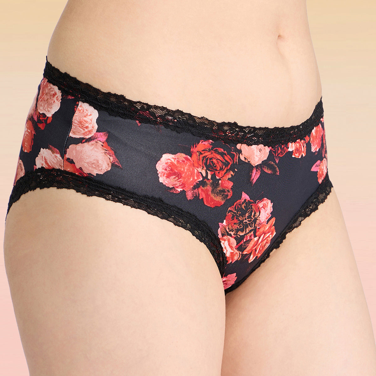 Lola & Mae C.O.A.T Pack of 1 Printed Microfiber Hipster Panty-LMP1030-Rose