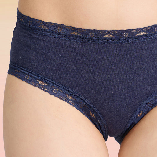 Lola & Mae C.O.A.T Pack of 1  Cotton Hipster Panty-LMP1031-Dark Blue