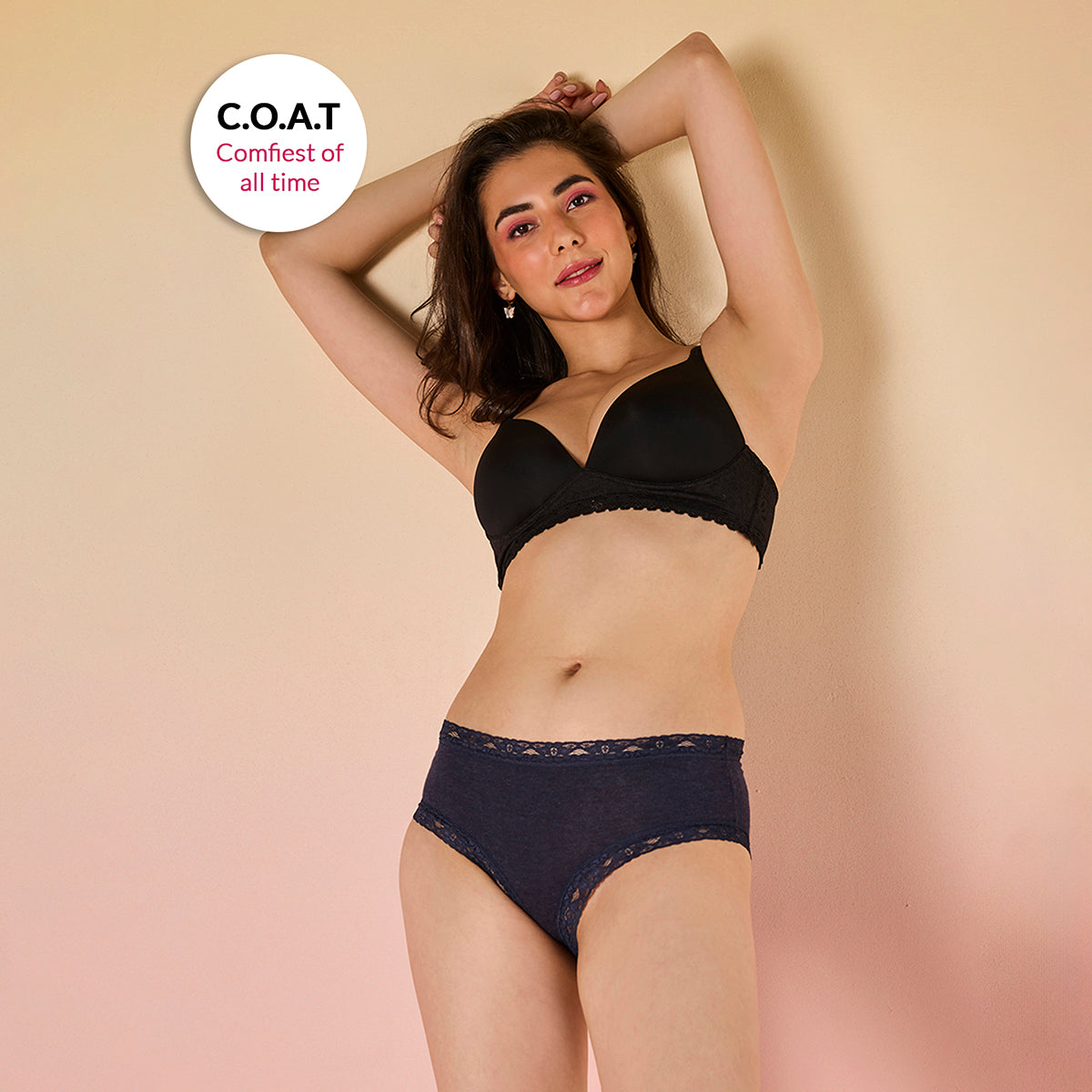 Lola & Mae C.O.A.T Pack of 1  Cotton Hipster Panty-LMP1031-Dark Blue