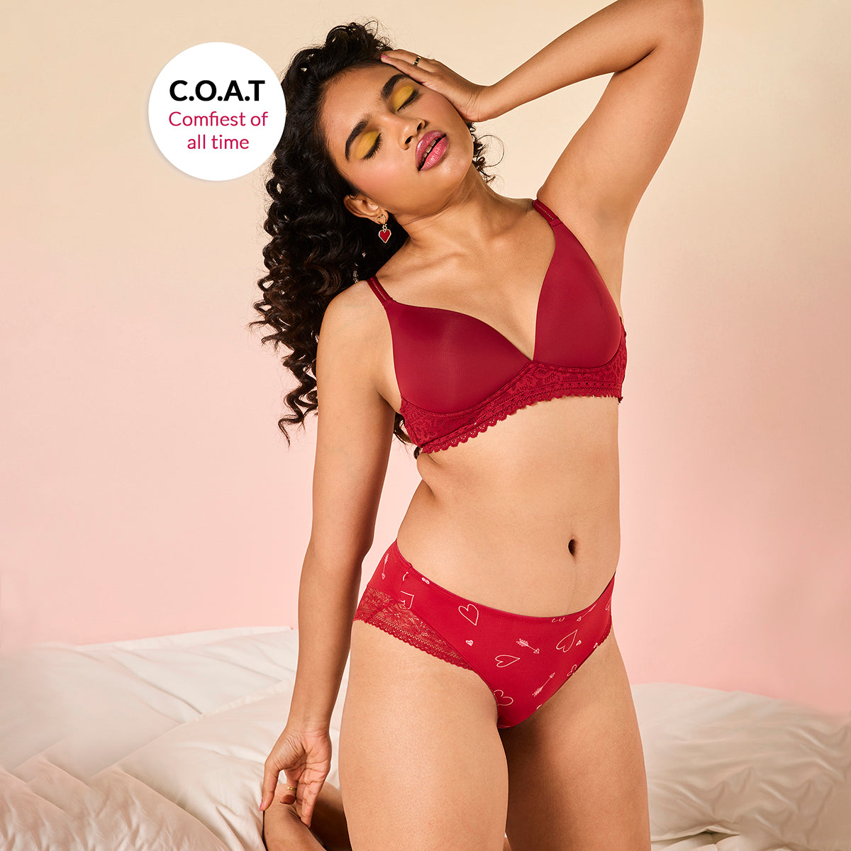 Lola & Mae C.O.A.T Pack of 1 Printed Microfiber Hipster Panty-LMP1032-Maroon