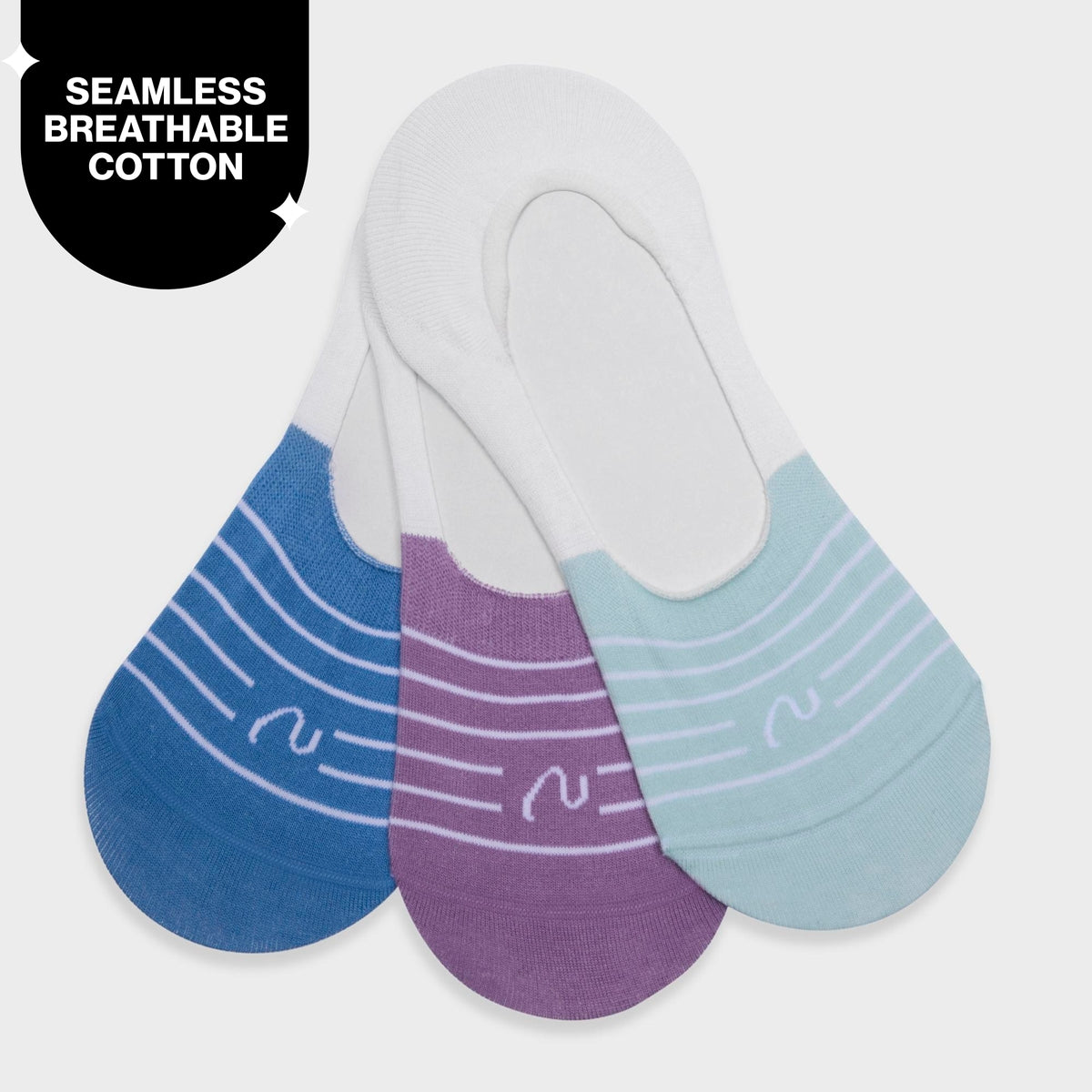 Nykd by Nykaa  Seamless No-Show Breathable Cotton Invisible Ankle Socks Pack of 3 for Loafers & Sneakers NYA070 Lavender Mint Green Sky Blue