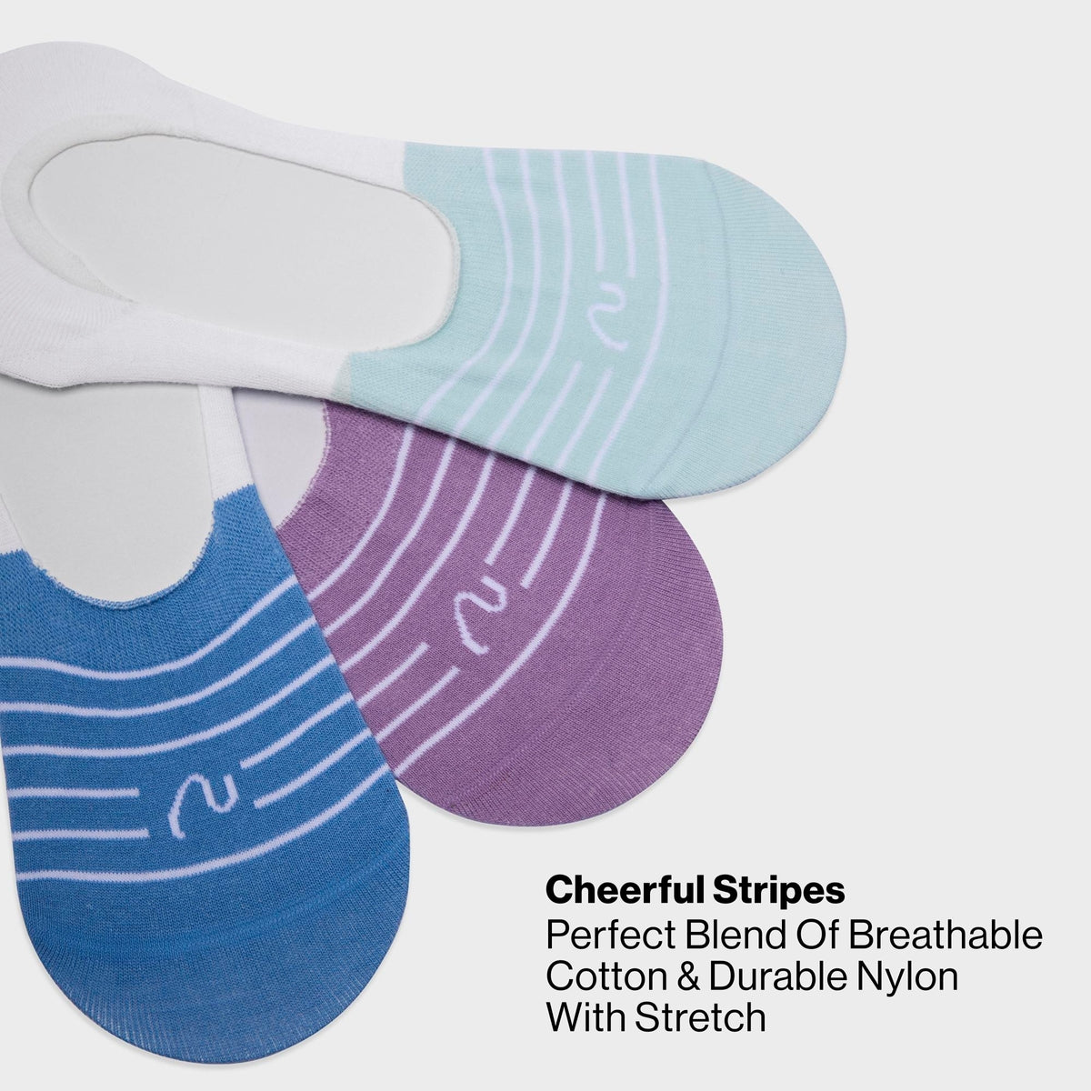 Nykd by Nykaa  Seamless No-Show Breathable Cotton Invisible Ankle Socks Pack of 3 for Loafers & Sneakers NYA070 Lavender Mint Green Sky Blue