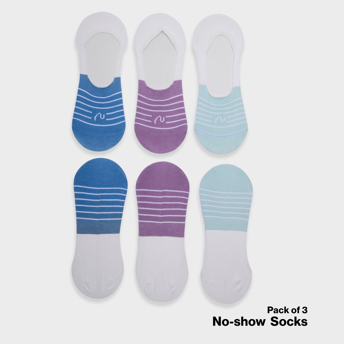 Nykd by Nykaa  Seamless No-Show Breathable Cotton Invisible Ankle Socks Pack of 3 for Loafers & Sneakers NYA070 Lavender Mint Green Sky Blue