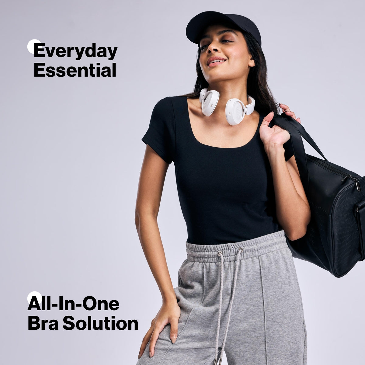 Nykd By Nykaa Inbuilt Bra Top in Cotton Stretch Rib NYAT507 Black
