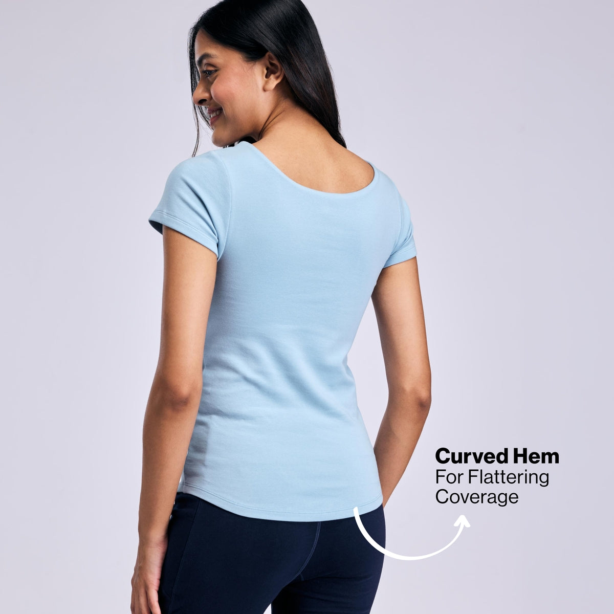 Nykd By Nykaa Inbuilt Bra Top in Cotton Stretch Rib NYAT507 Blue