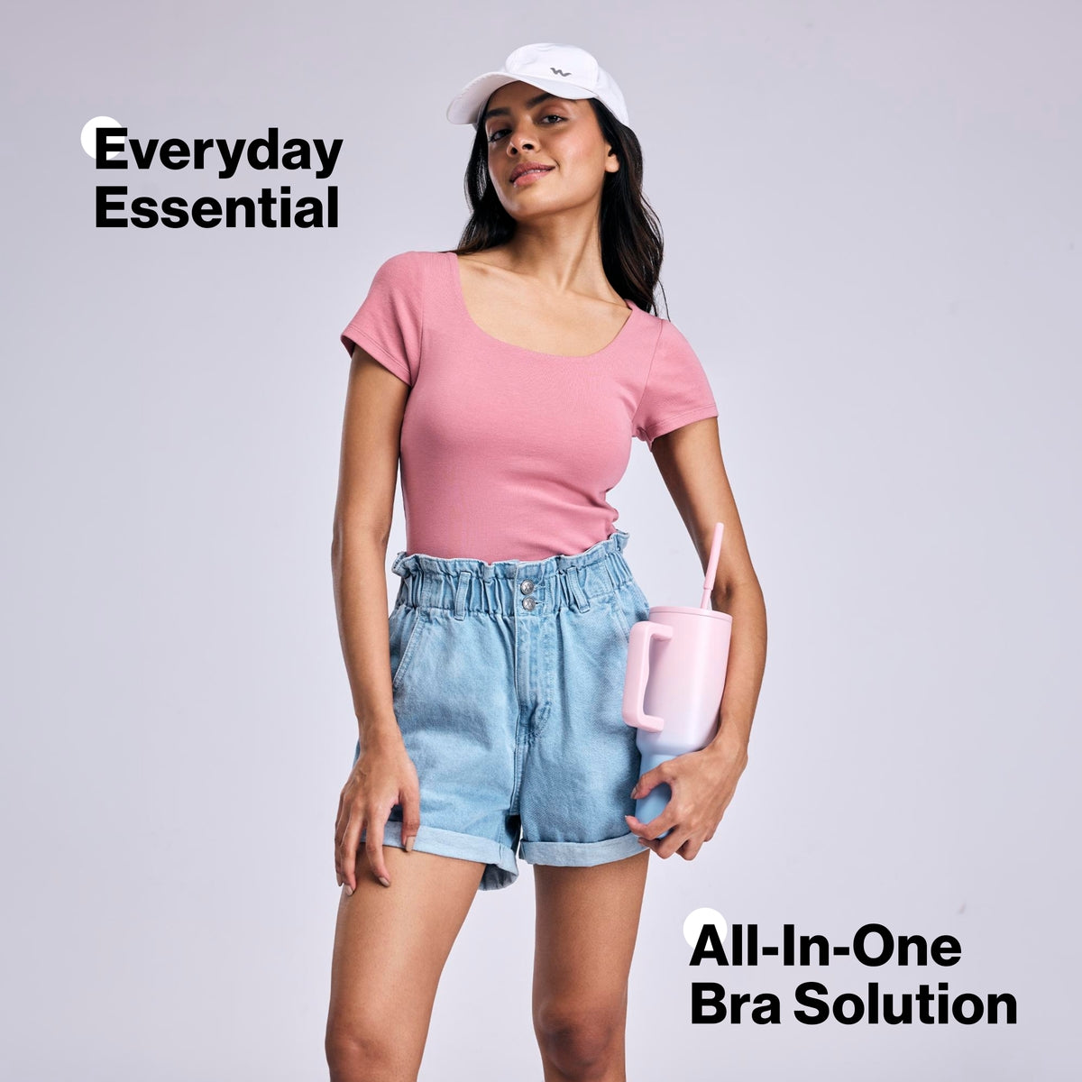 Nykd By Nykaa Inbuilt Bra Top in Cotton Stretch Rib NYAT507 Pink