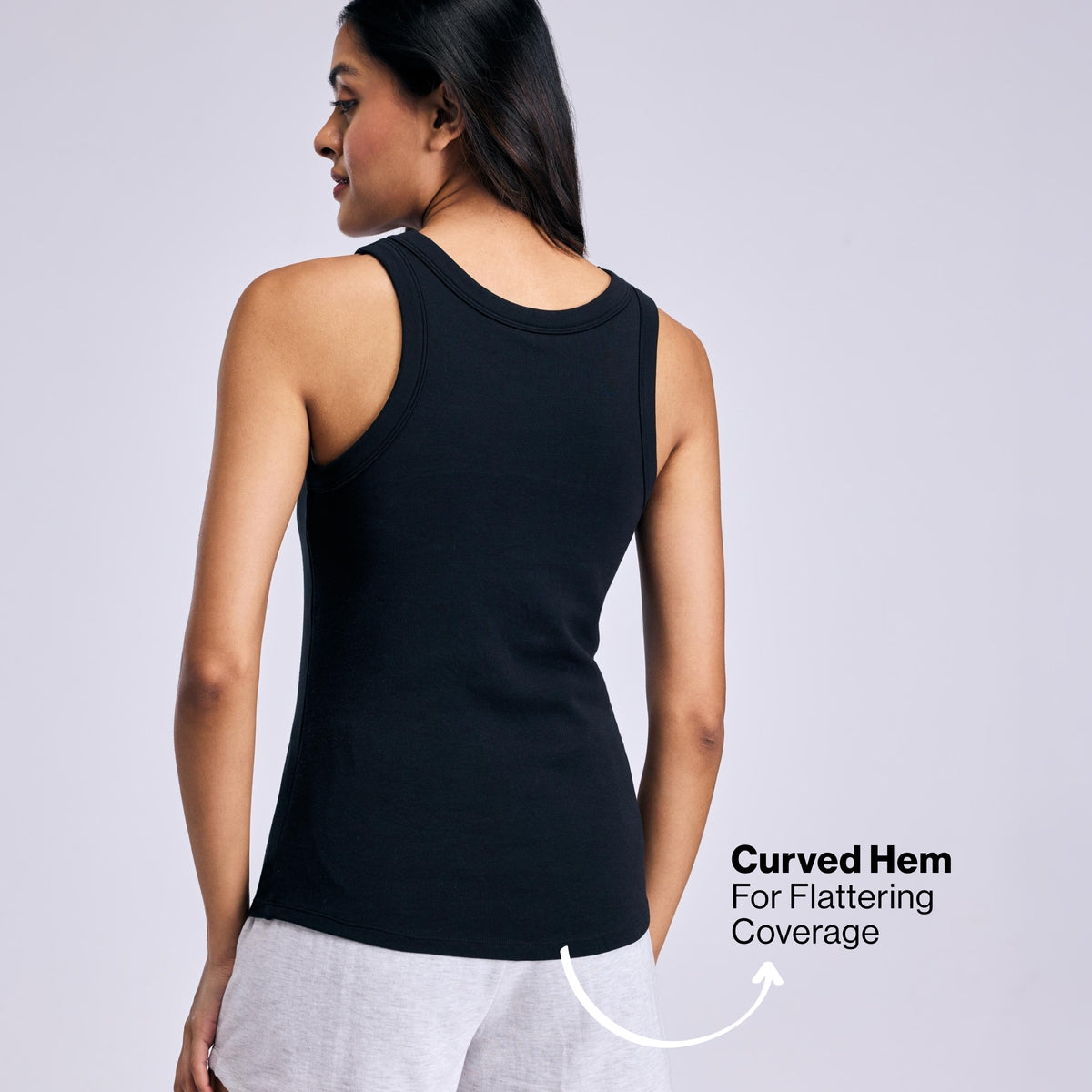 Nykd By Nykaa Inbuilt Bra Tank top in Cotton Stretch Rib NYAT512 Black