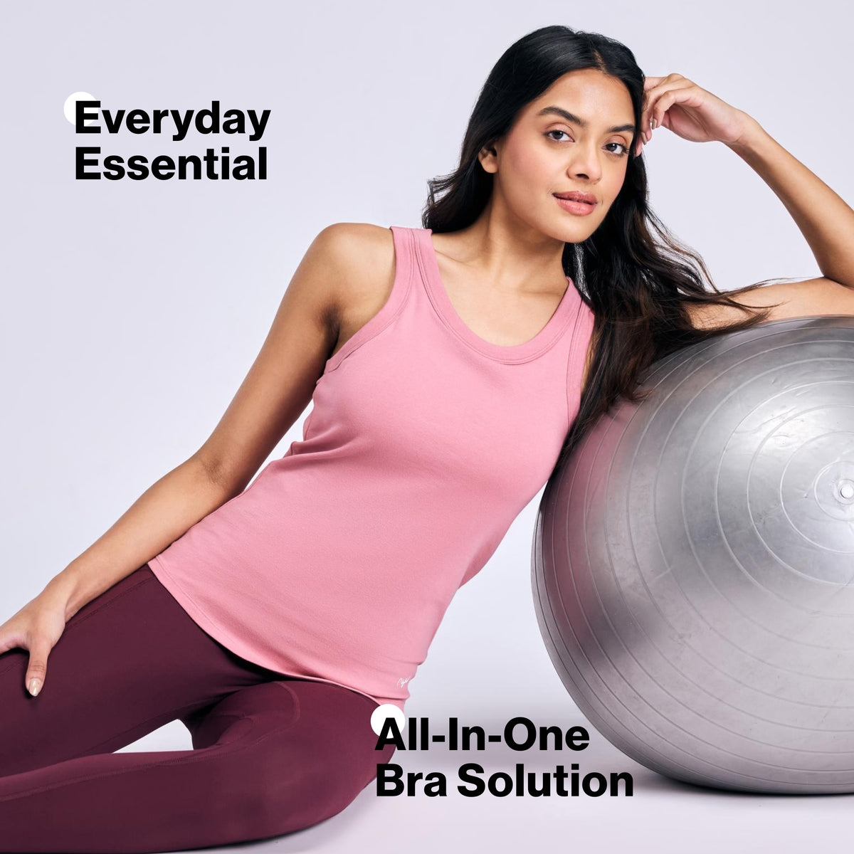 Nykd By Nykaa Inbuilt Bra Tank top in Cotton Stretch Rib NYAT512 Pink