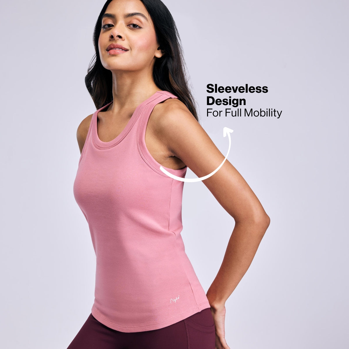 Nykd By Nykaa Inbuilt Bra Tank top in Cotton Stretch Rib NYAT512 Pink
