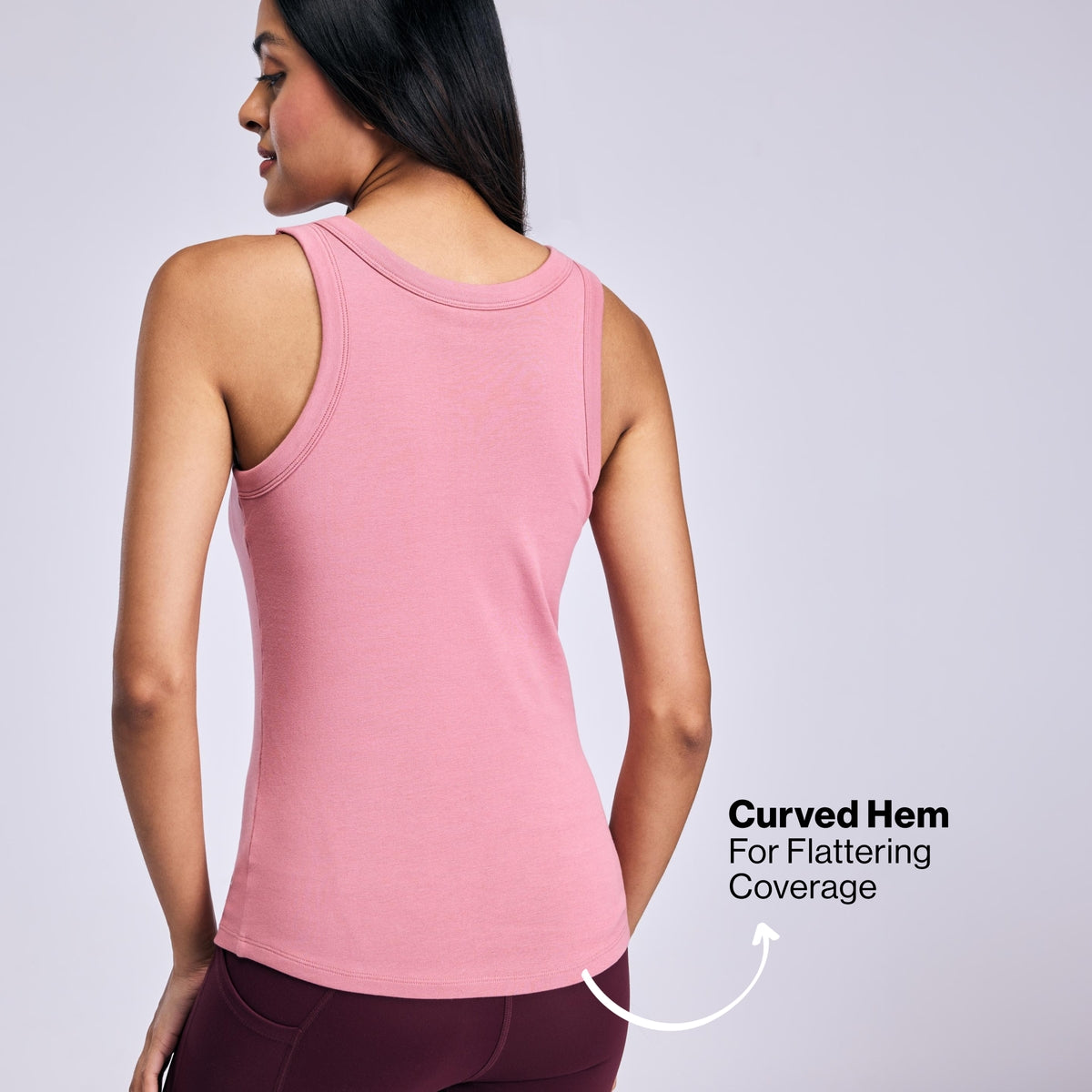Nykd By Nykaa Inbuilt Bra Tank top in Cotton Stretch Rib NYAT512 Pink