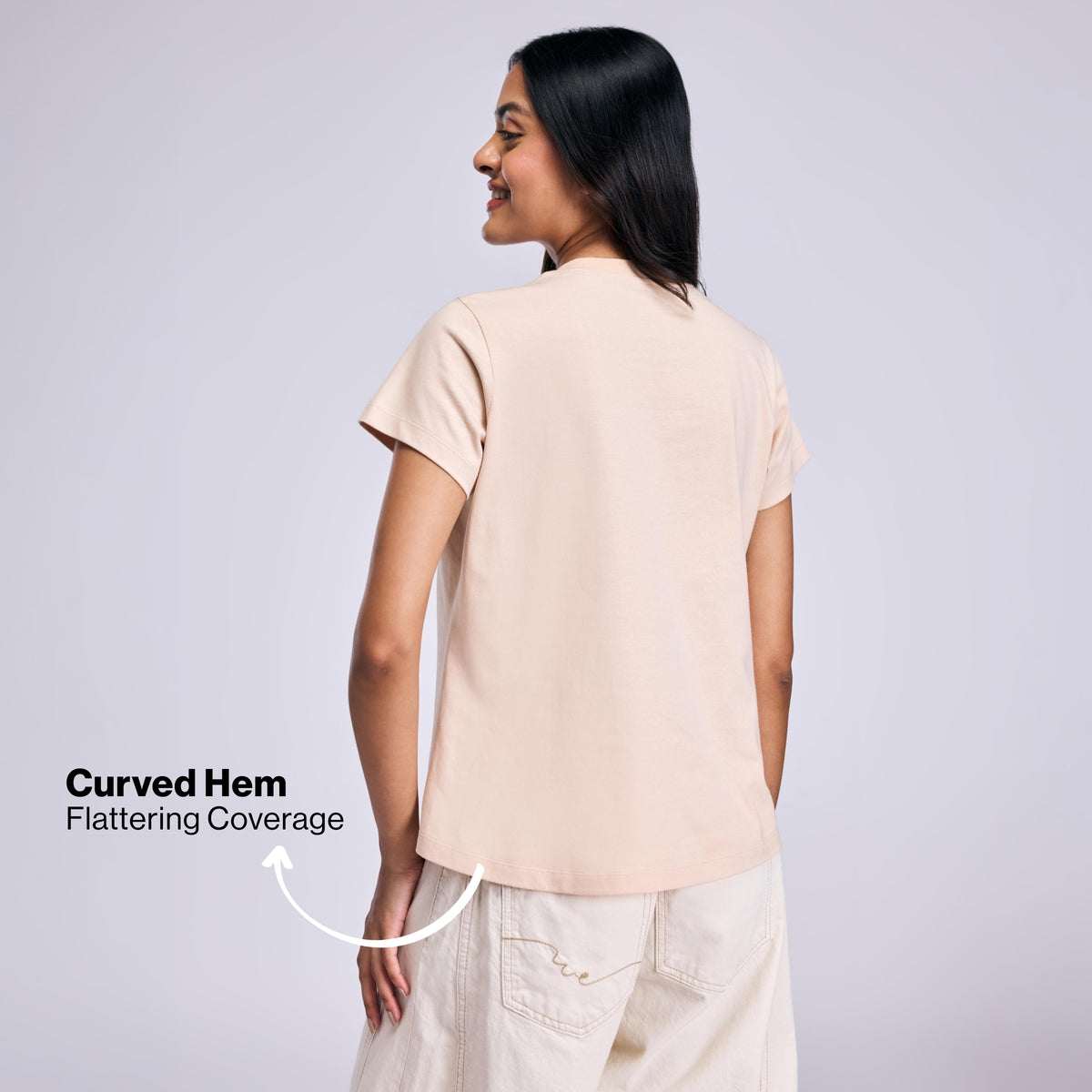 Nykd By Nykaa Breathe Cotton All Purpose Multi-Tasking Tee NYAT513 Irish Cream
