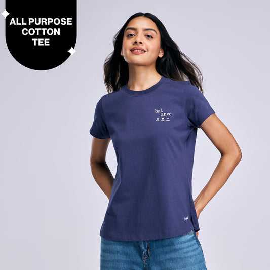 Nykd By Nykaa Breathe Cotton All Purpose Multi-Tasking Tee NYAT513 Navy