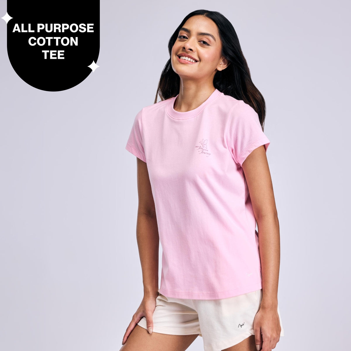 Nykd By Nykaa Breathe Cotton All Purpose Multi-Tasking Tee NYAT513 Pink