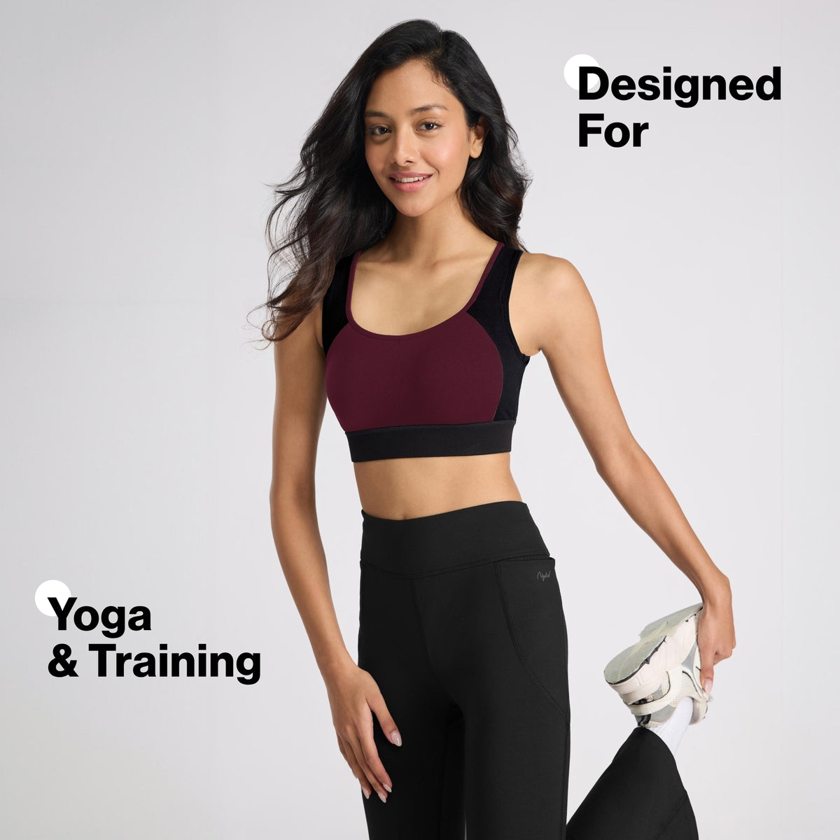 Nykd By Nykaa Mid Impact Everyday Cotton Racerback Sports Bra with Removable Cups NYK904 Fig