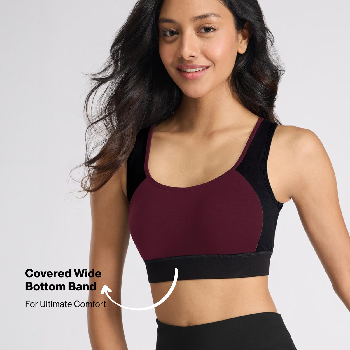 Nykd By Nykaa Mid Impact Everyday Cotton Racerback Sports Bra with Removable Cups NYK904 Fig