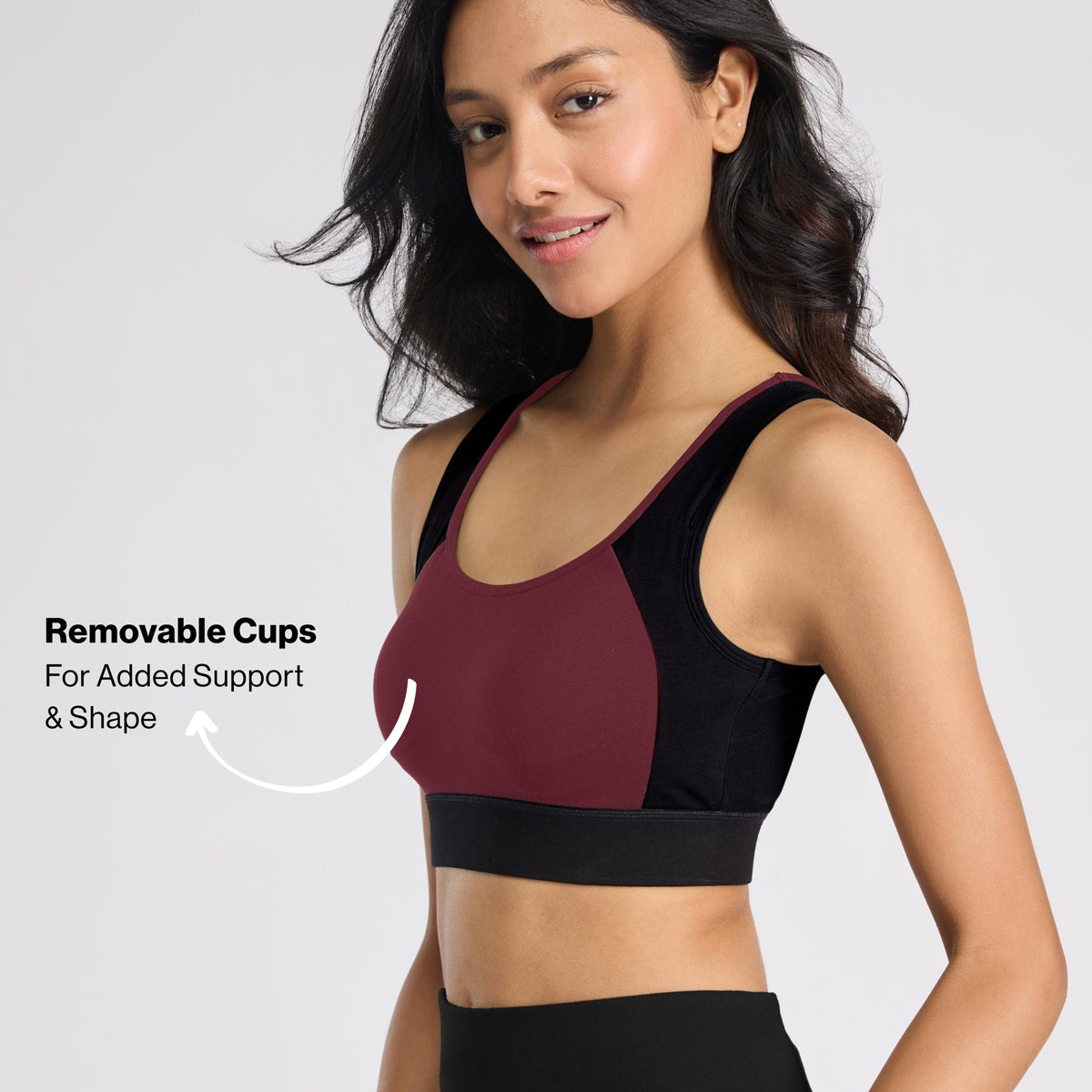 Nykd By Nykaa Mid Impact Everyday Cotton Racerback Sports Bra with Removable Cups NYK904 Fig