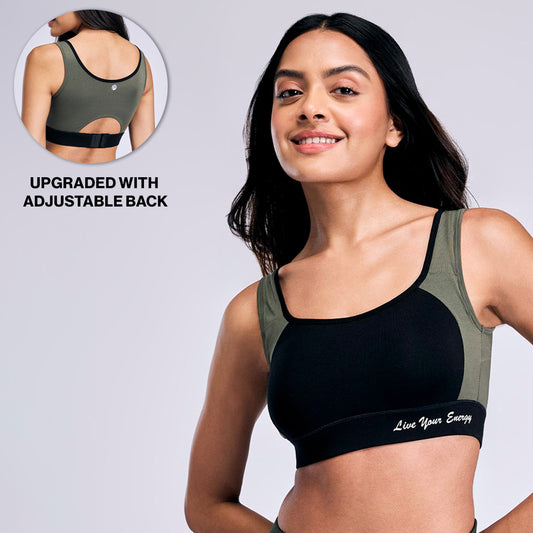 Nykd By Nykaa Cotton Stretch Slip On Sports Bra with Removable Cups NYK904 Jet Black