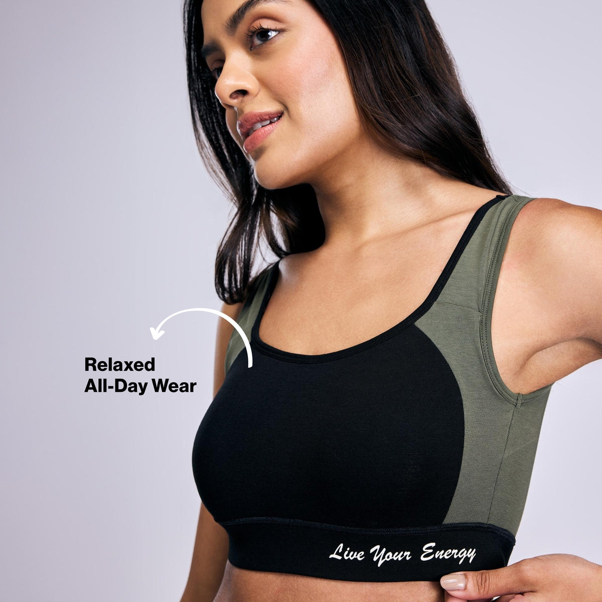 Nykd By Nykaa Cotton Stretch Slip On Sports Bra with Removable Cups NYK904 Jet Black