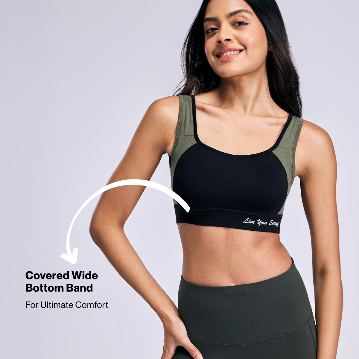 Nykd By Nykaa Cotton Stretch Slip On Sports Bra with Removable Cups NYK904 Jet Black