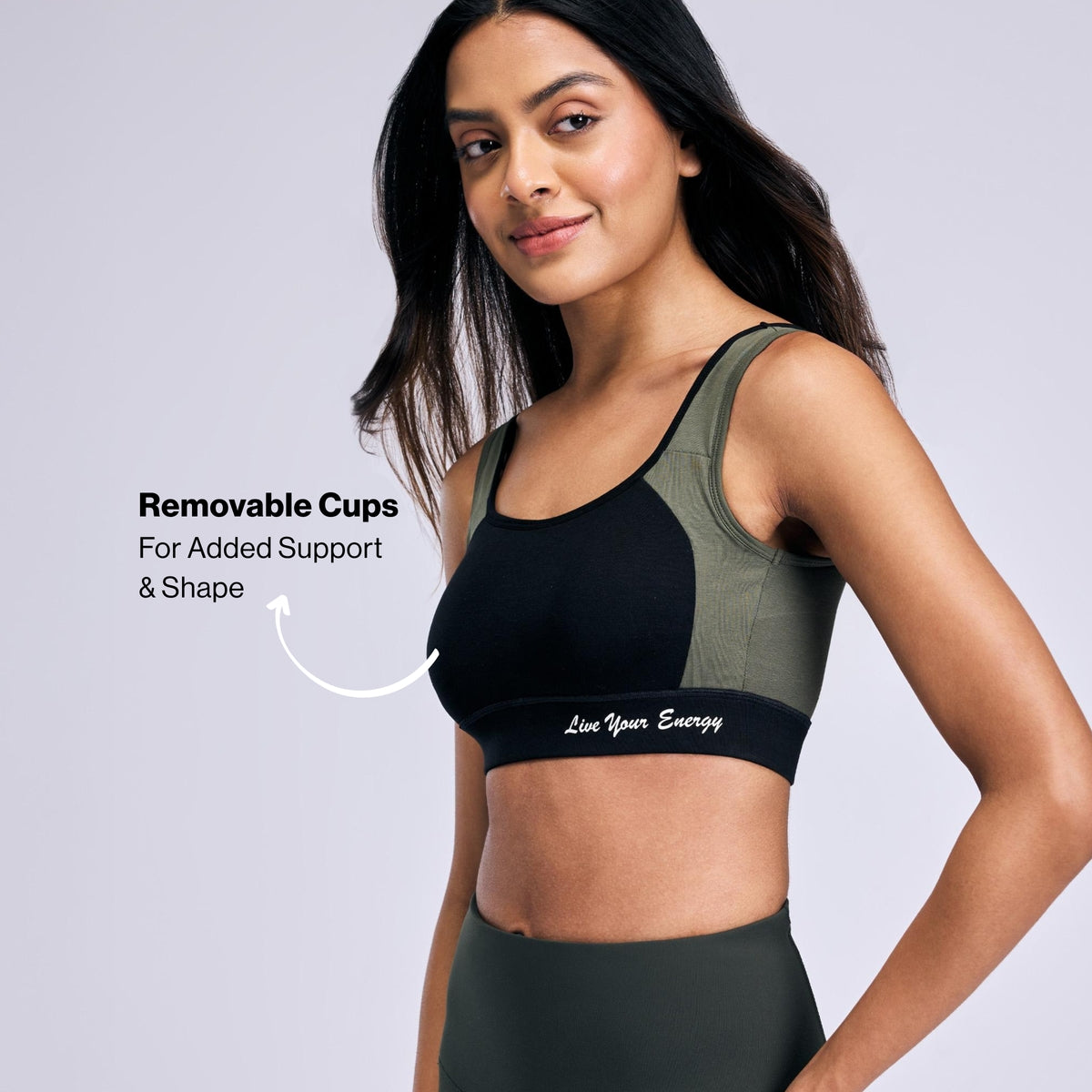 Nykd By Nykaa Cotton Stretch Slip On Sports Bra with Removable Cups NYK904 Jet Black