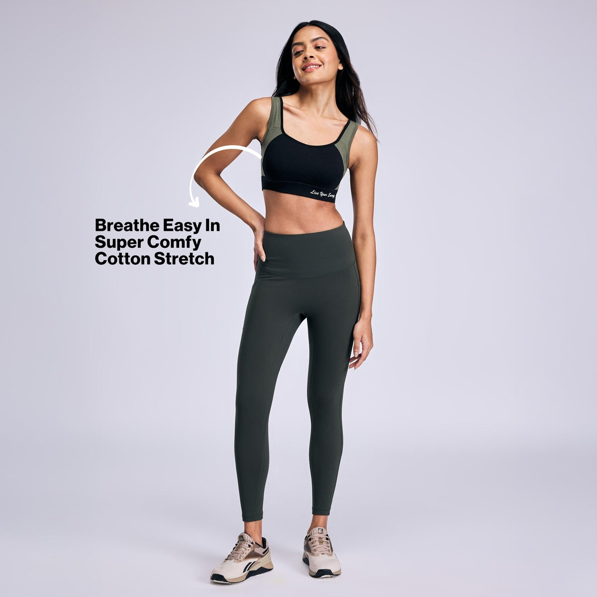 Nykd By Nykaa Cotton Stretch Slip On Sports Bra with Removable Cups NYK904 Jet Black
