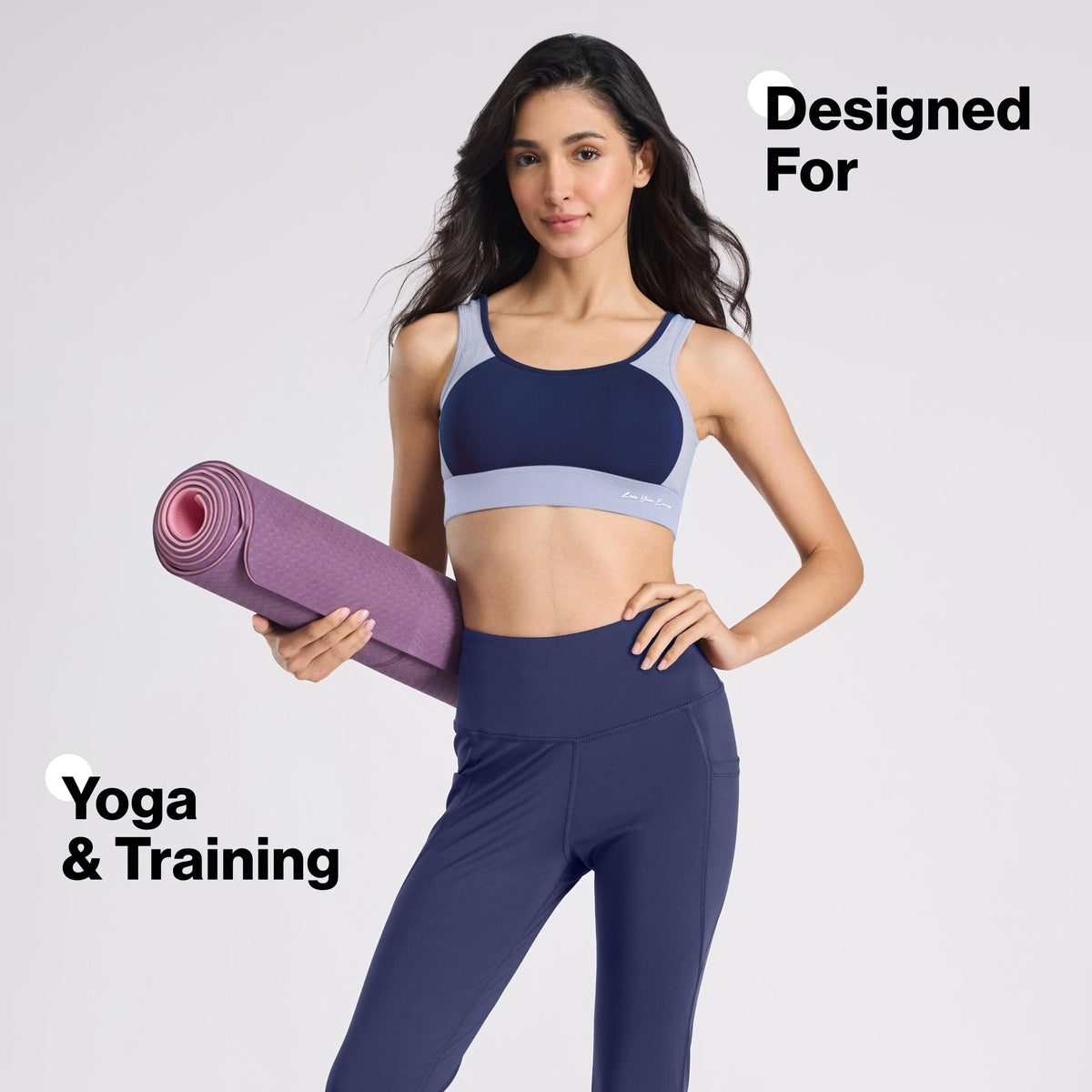 Nykd By Nykaa Mid Impact Everyday Cotton Racerback Sports Bra with Removable Cups NYK904 Navy