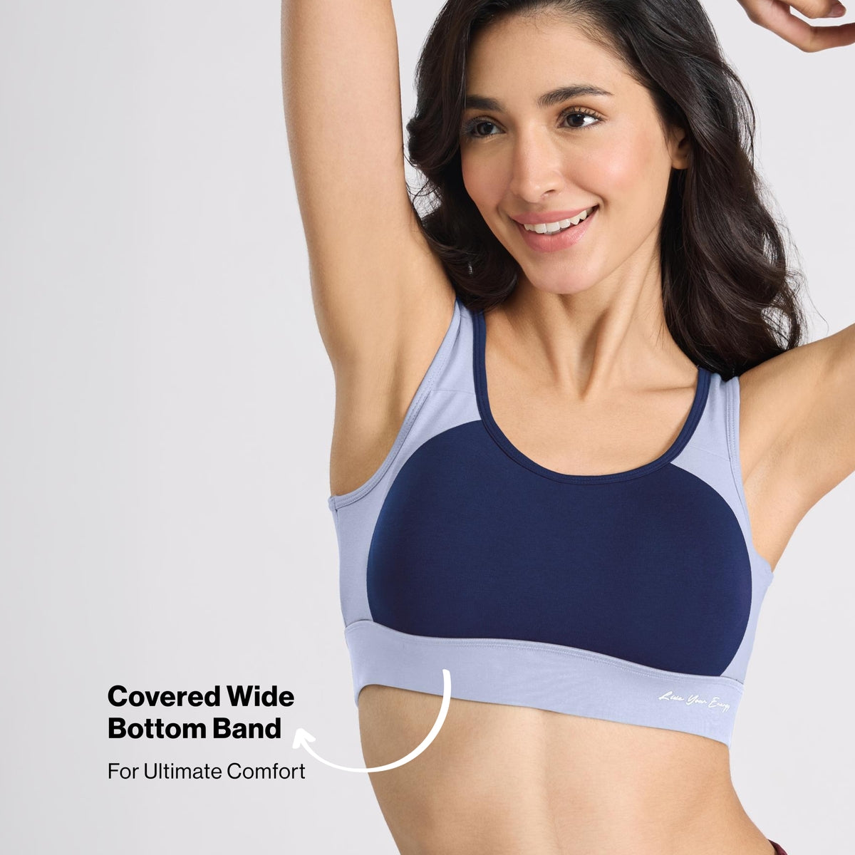 Nykd By Nykaa Mid Impact Everyday Cotton Racerback Sports Bra with Removable Cups NYK904 Navy