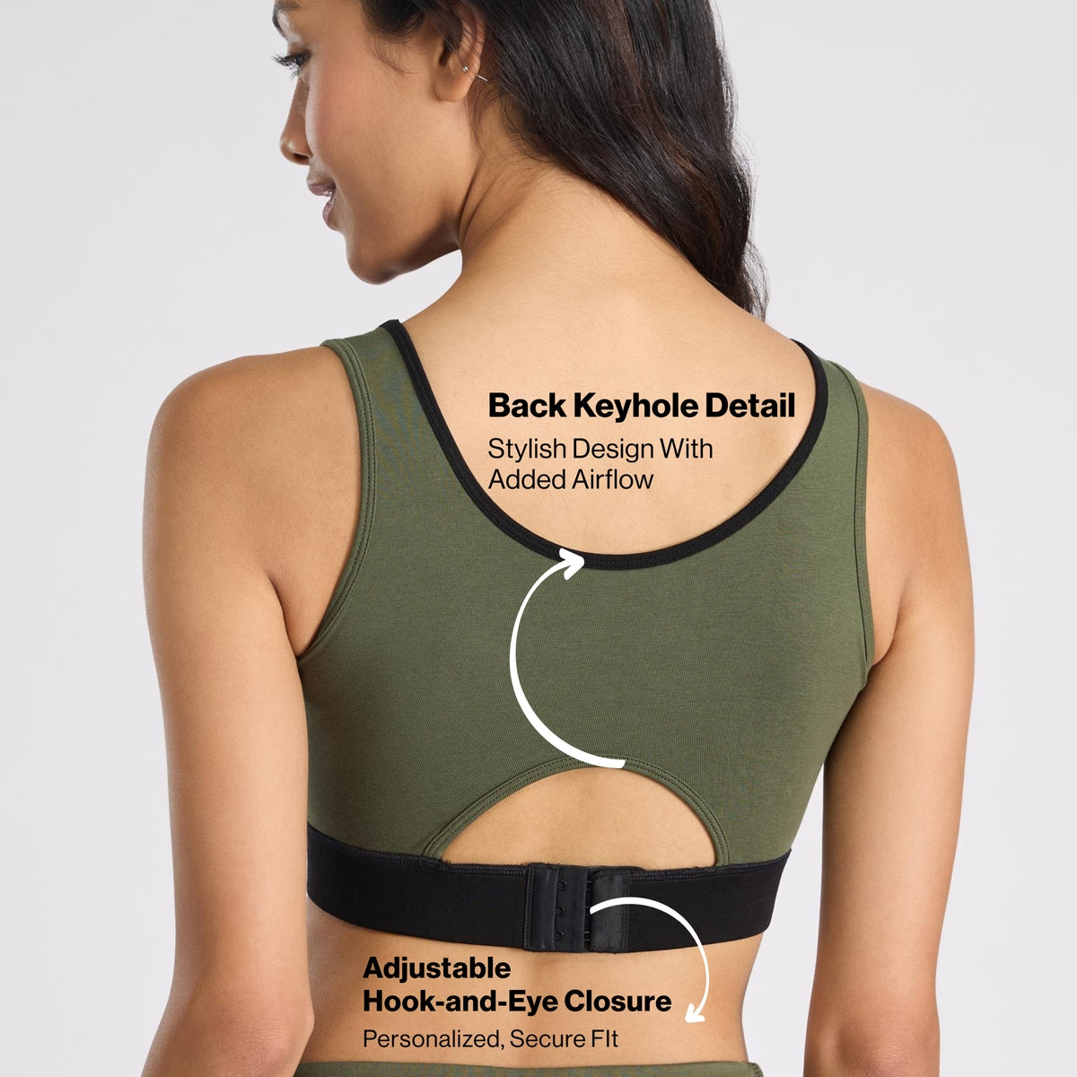 Nykd By Nykaa Cotton Stretch Slip On Sports Bra with Removable Cups NYK904 Olive