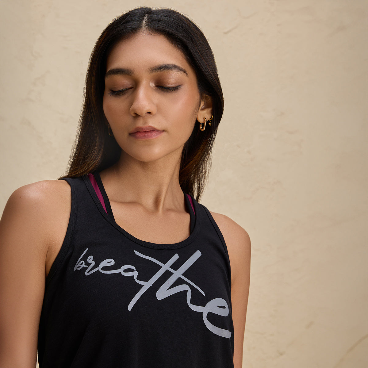 Summer Essential Breathe Easy Cotton Slub Longline Tank Top-NYAT034-Jet Black