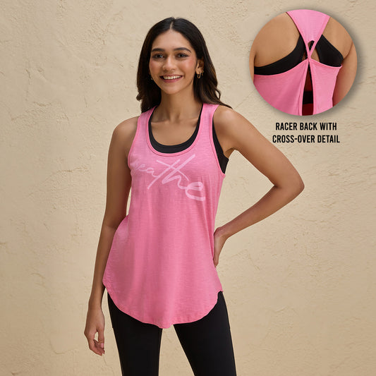 Summer Essential Breathe Easy Cotton Slub Longline Tank Top-NYAT034-Pink