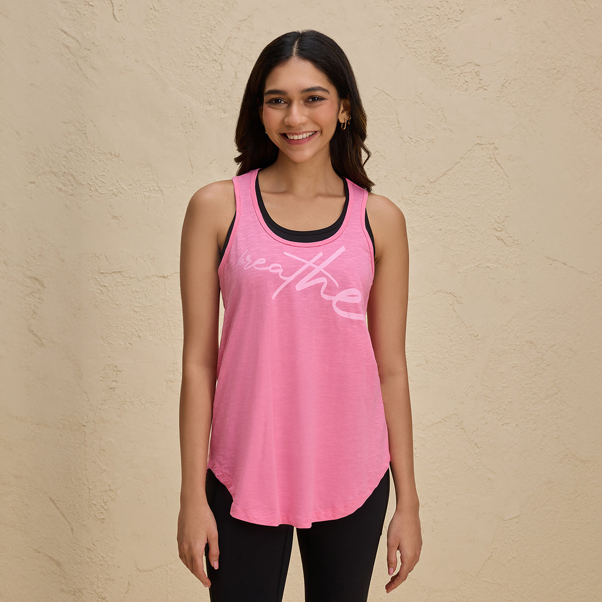 Summer Essential Breathe Easy Cotton Slub Longline Tank Top-NYAT034-Pink