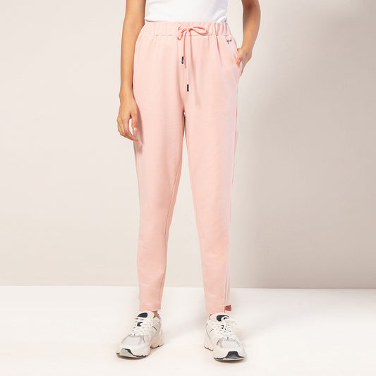 Nykd by Nykaa Cotton Terry Jogger with Adjustable Waist & Hi-low Hem Detail-NYAT236-A-lotus