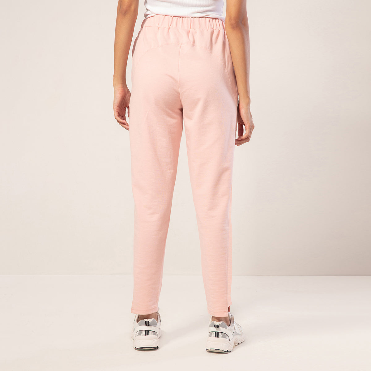 Nykd by Nykaa Cotton Terry Jogger with Adjustable Waist & Hi-low Hem Detail-NYAT236-A-lotus