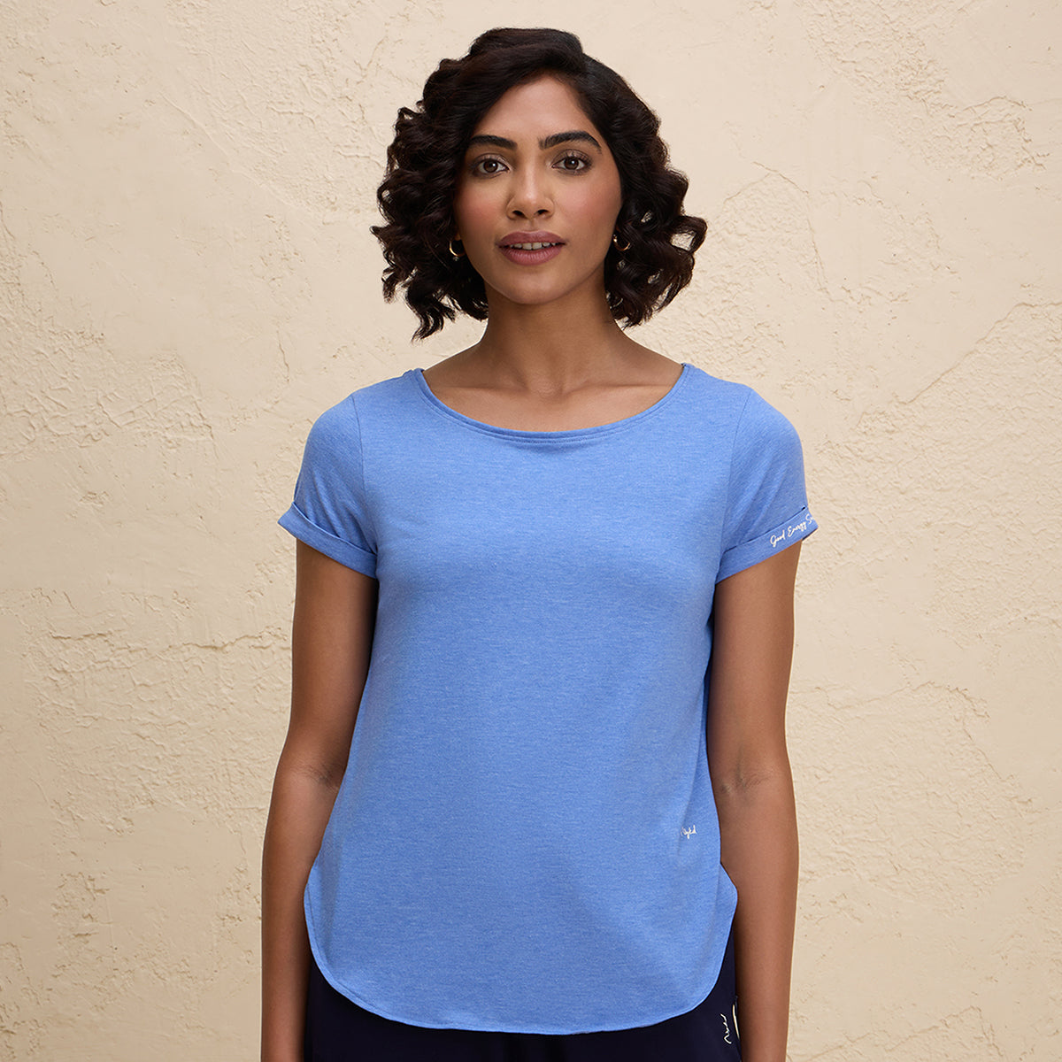 After Class Apple Bottom Flattering Longline Tee-NYAT272-Blue Melange