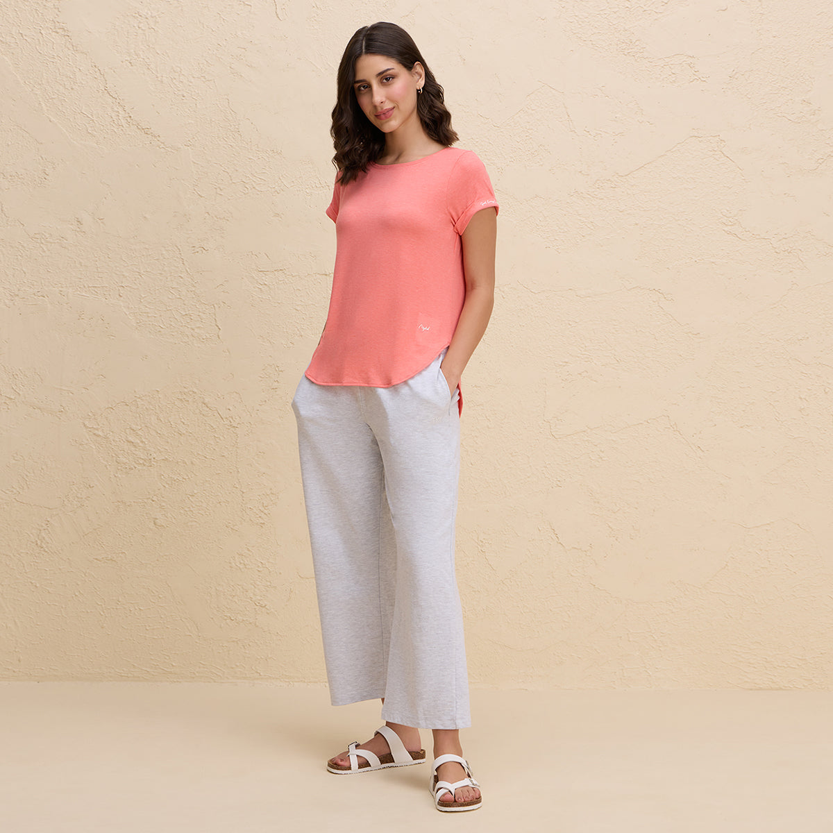 Super Comfy Longine tee with Flattering Coverage-NYAT272-Orange Melange