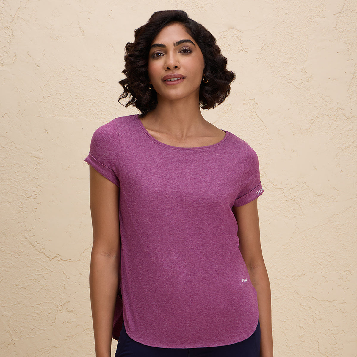 Super Comfy Longine tee with Flattering Coverage-NYAT272-Wine Melange