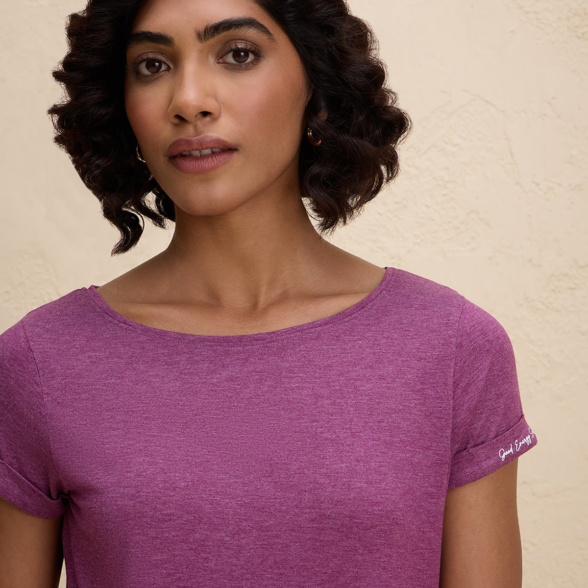 Super Comfy Longine tee with Flattering Coverage-NYAT272-Wine Melange