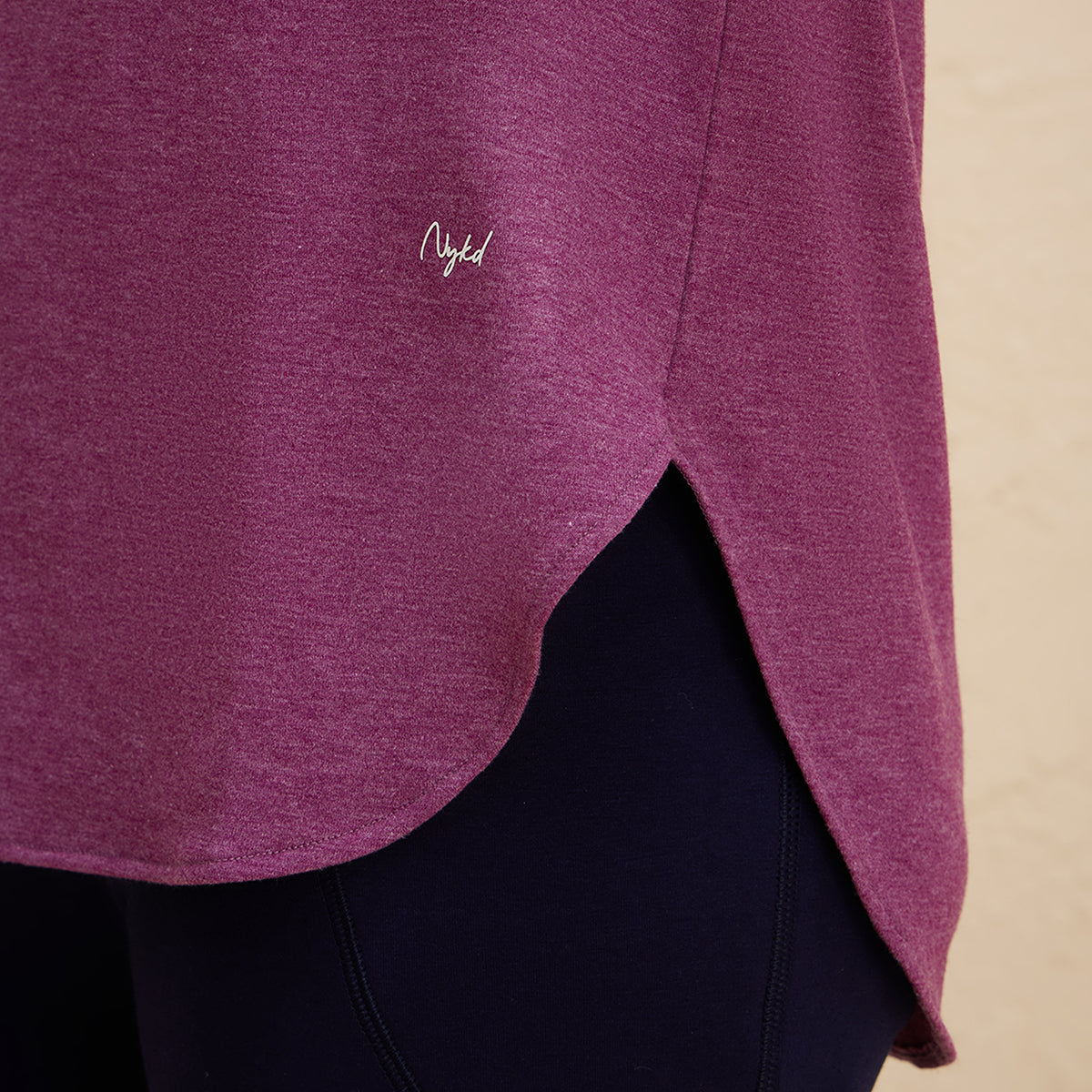 Super Comfy Longine tee with Flattering Coverage-NYAT272-Wine Melange