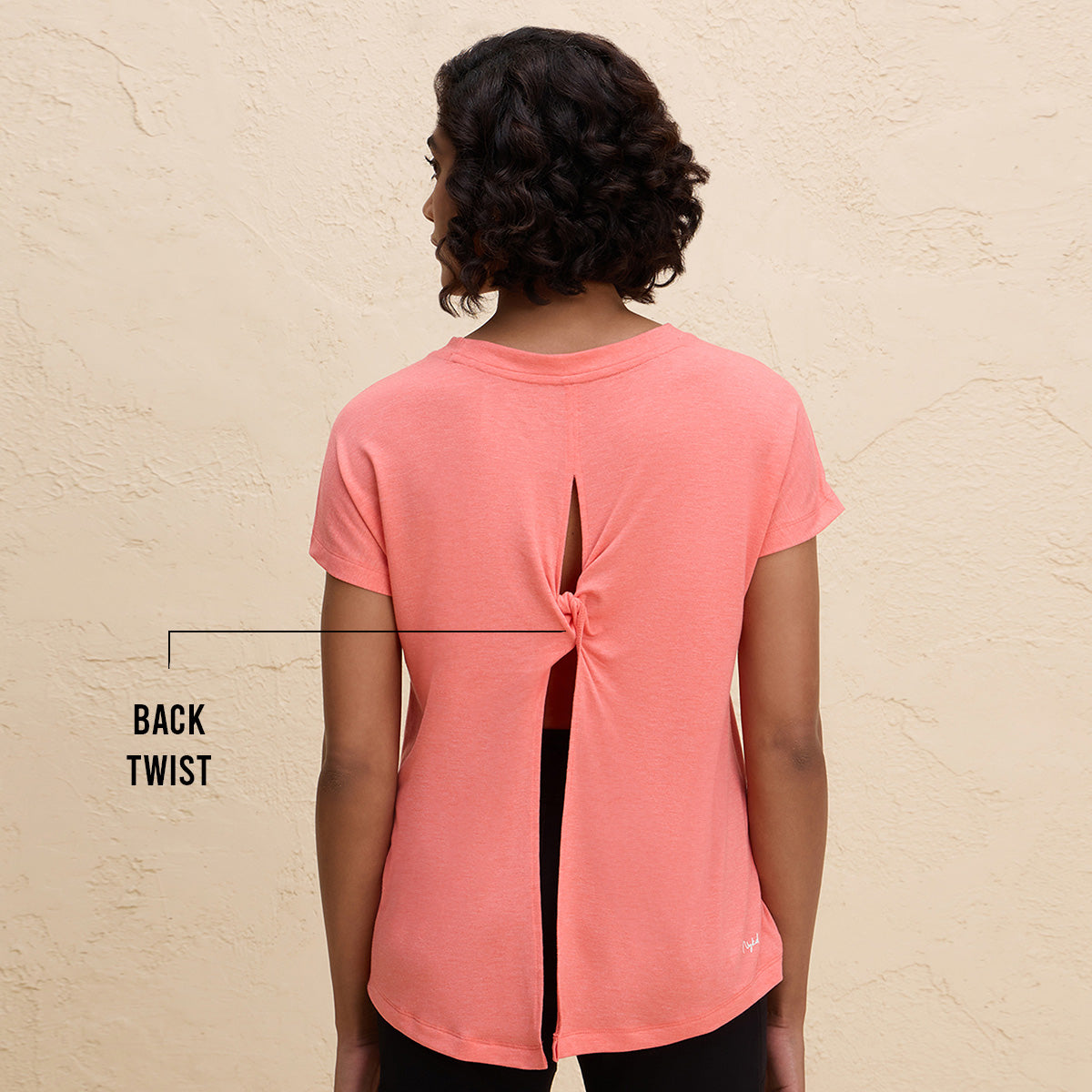 Nykd By Nykaa Super Comfy Relaxed Fit Tee with Stylish Back Knot Detail-NYAT279-Orange