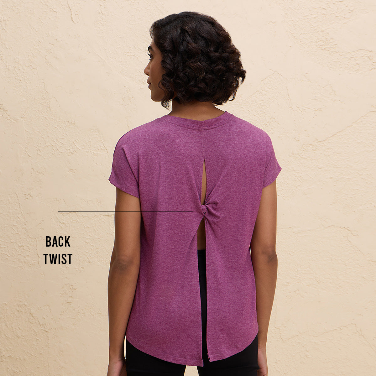 Super Comfy Relaxed Fit Tee with Stylish Back Knot Detail-NYAT279-Wine