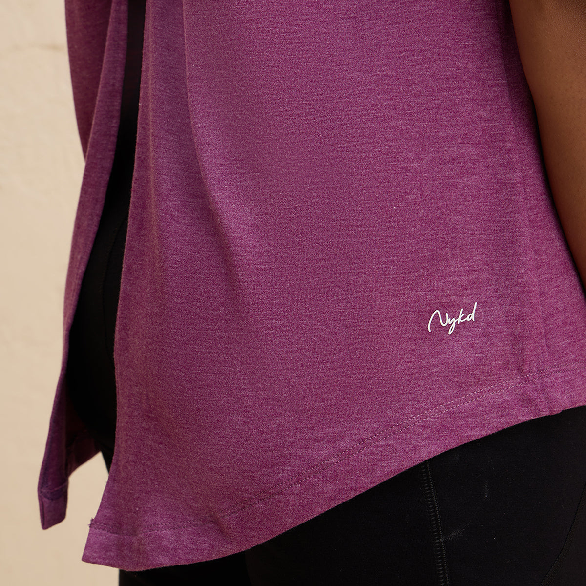 Super Comfy Relaxed Fit Tee with Stylish Back Knot Detail-NYAT279-Wine