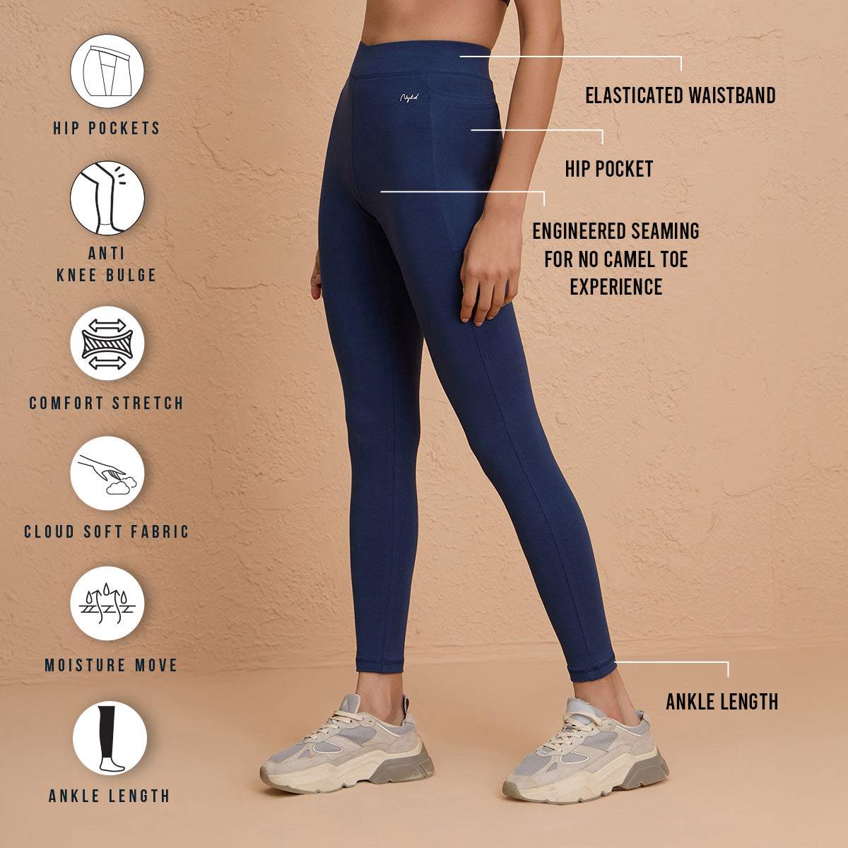 Ultimate Comfort Cotton Leggings with Pockets-NYAT401U-Blue