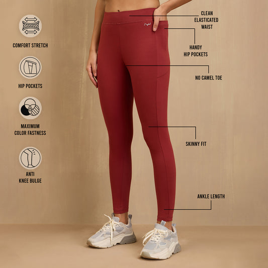 Comfort Leggings with Pockets! -NYAT401-Red