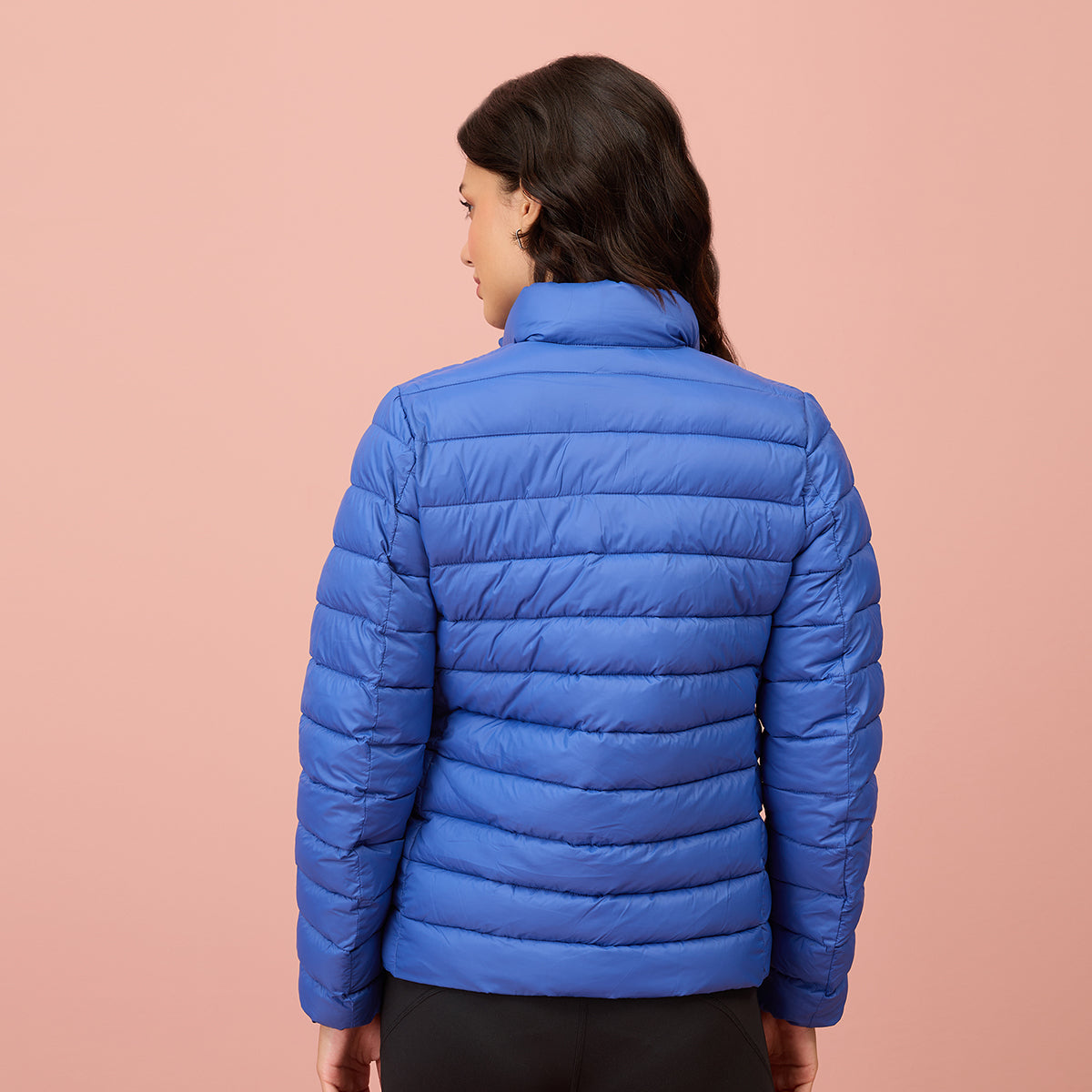 NYKD By Nykaa Ultra Light Weight Puffer Jacket with Inbuilt Bag (Set of 2)-NYAT405-Blue