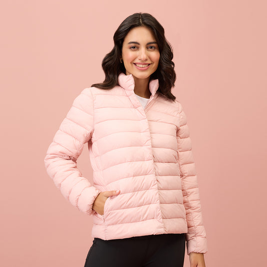 NYKD By Nykaa Ultra Light Puffer Jacket -NYAT405-Pink