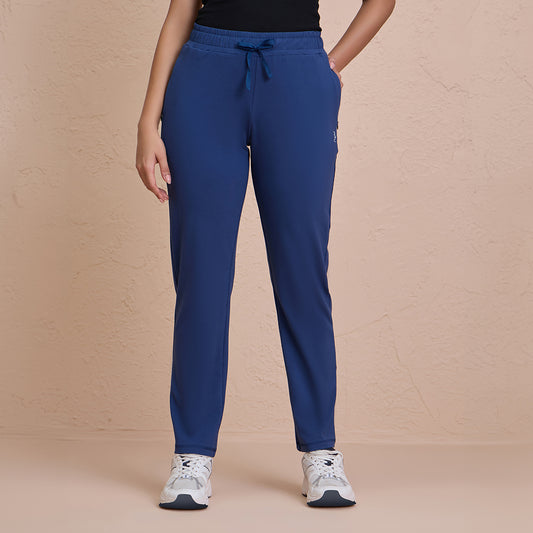 Cotton Travel Pants in Relaxed Fit, Super Comfy with Zip Pockets - NYAT502-M Blue